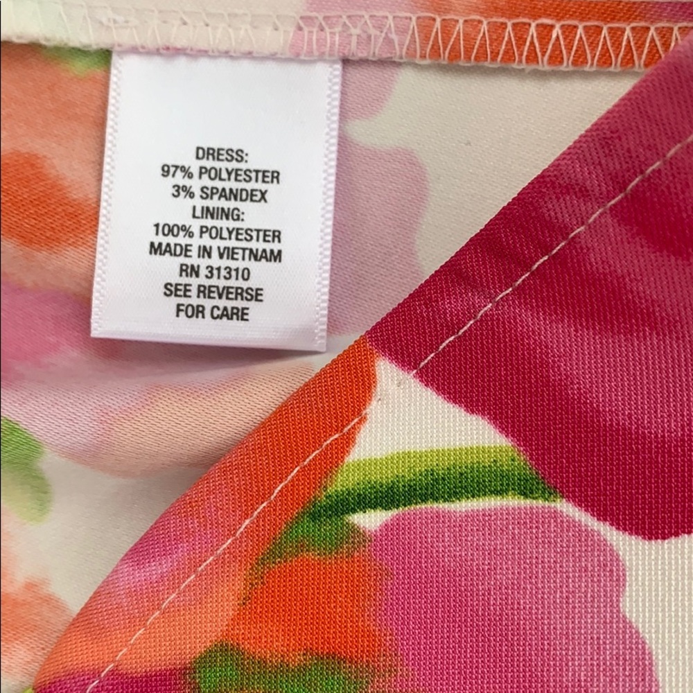 Dress Barn Ivory Tropical Print sheath dress sz8 - Picture 5 of 8